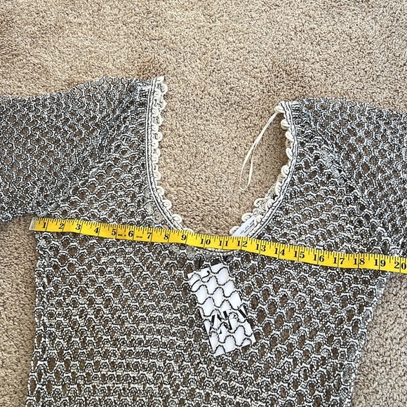 New! Zara large sparkly knit tunic/ dress/ cover up with fringes. - Picture 10 of 12